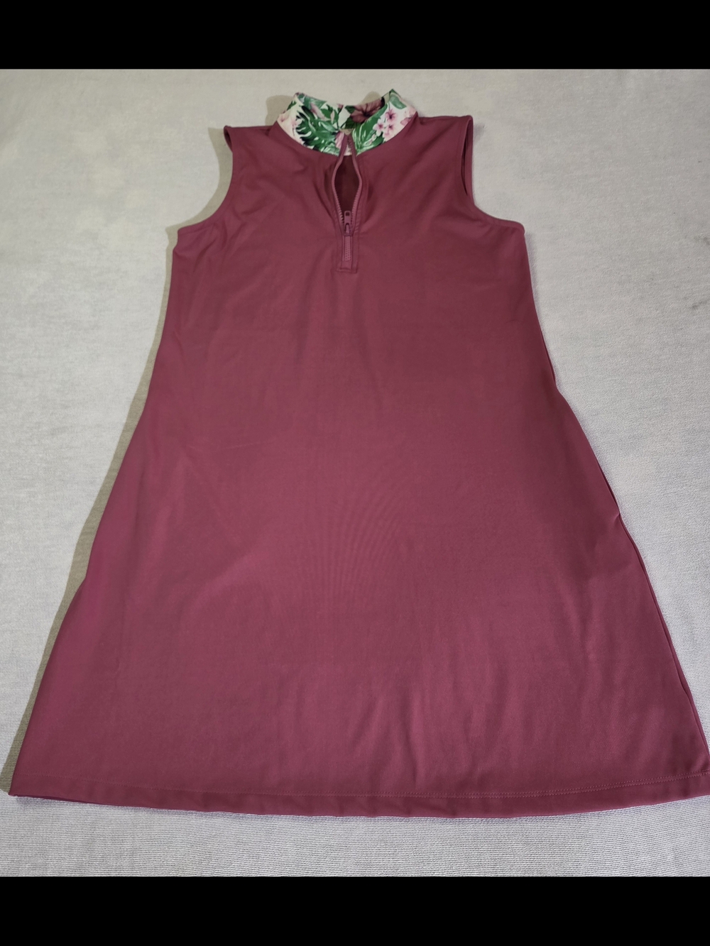 Tommy Bahama Golf Dress 1/4 Zip Solid Pink Sleeveless A-line Pocket Sz SMALL